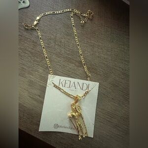 Gold Devil Trident Pendant Necklace